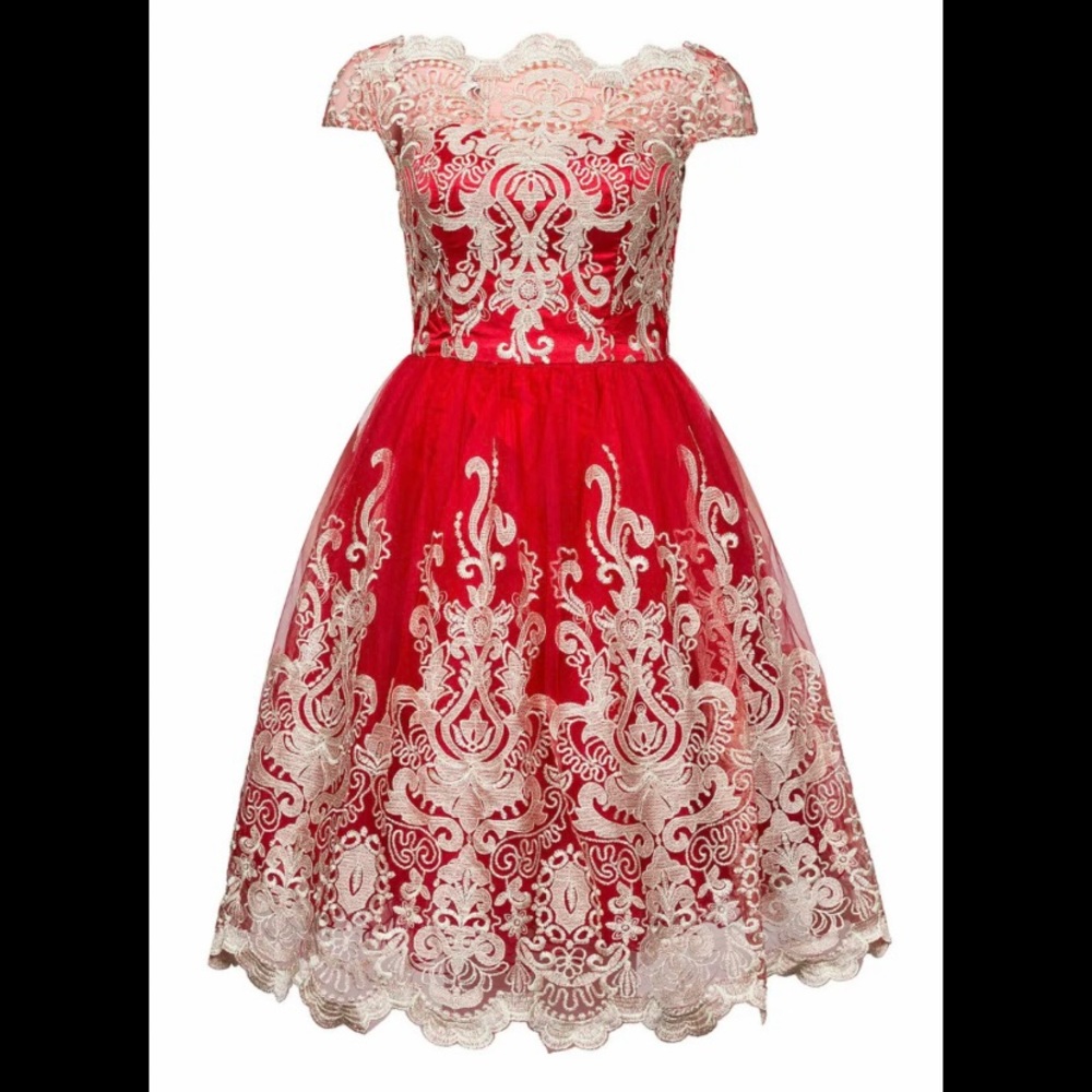 Chi Chi London Ciara Red and Gold Dress 41735GLR